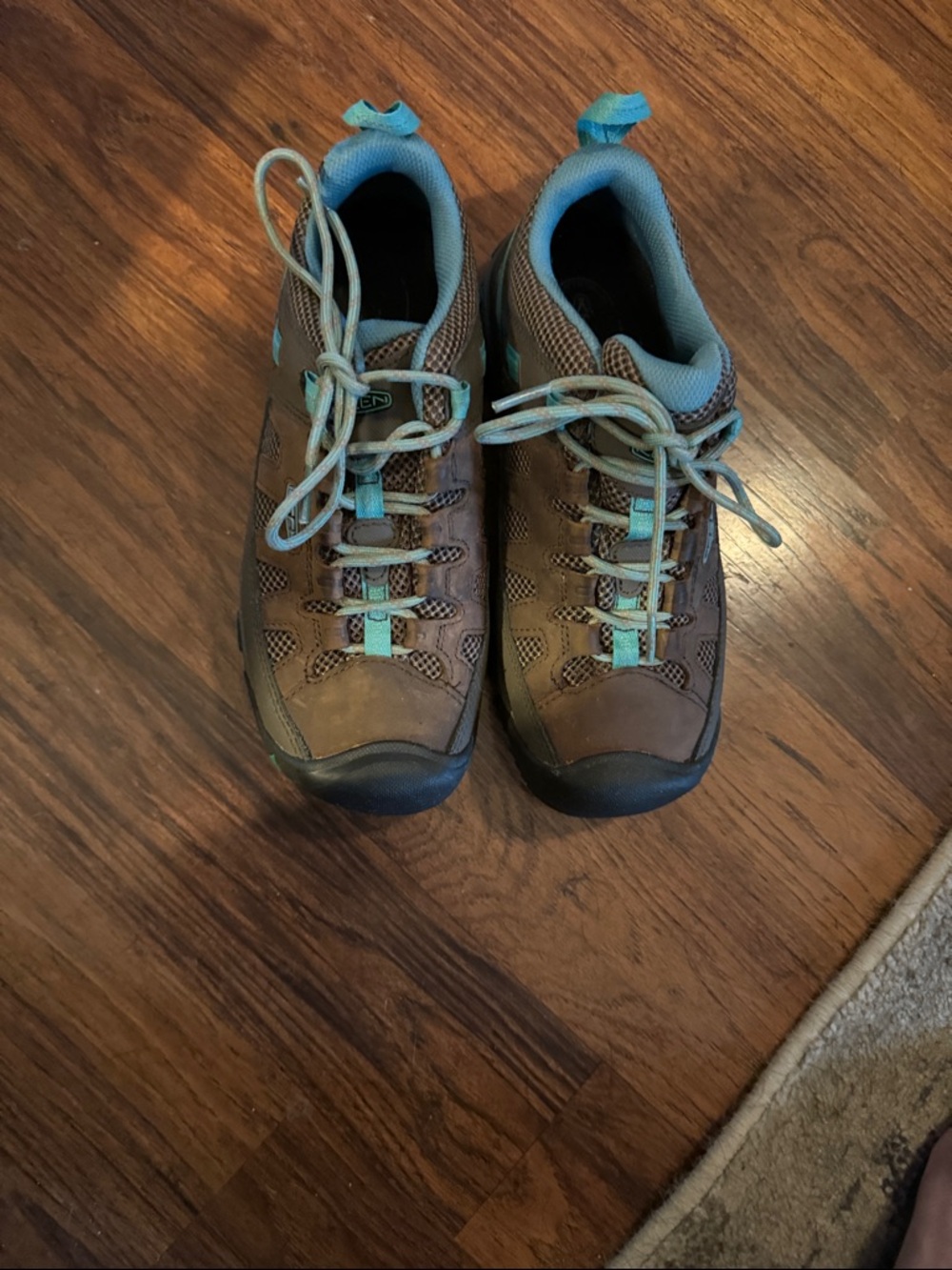 KEEN Women's Brown Hiking Shoes with Teal Details